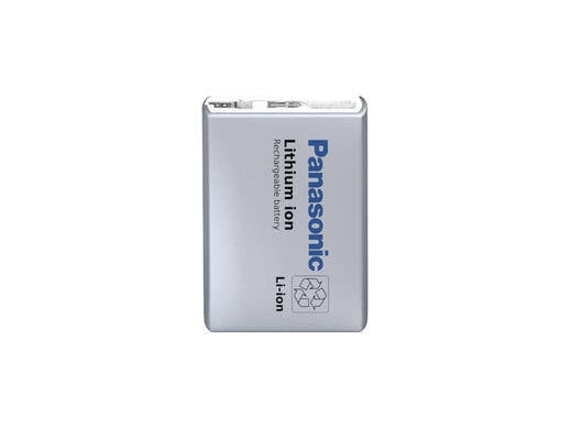 Panasonic lithium-ion battery on a plain background.