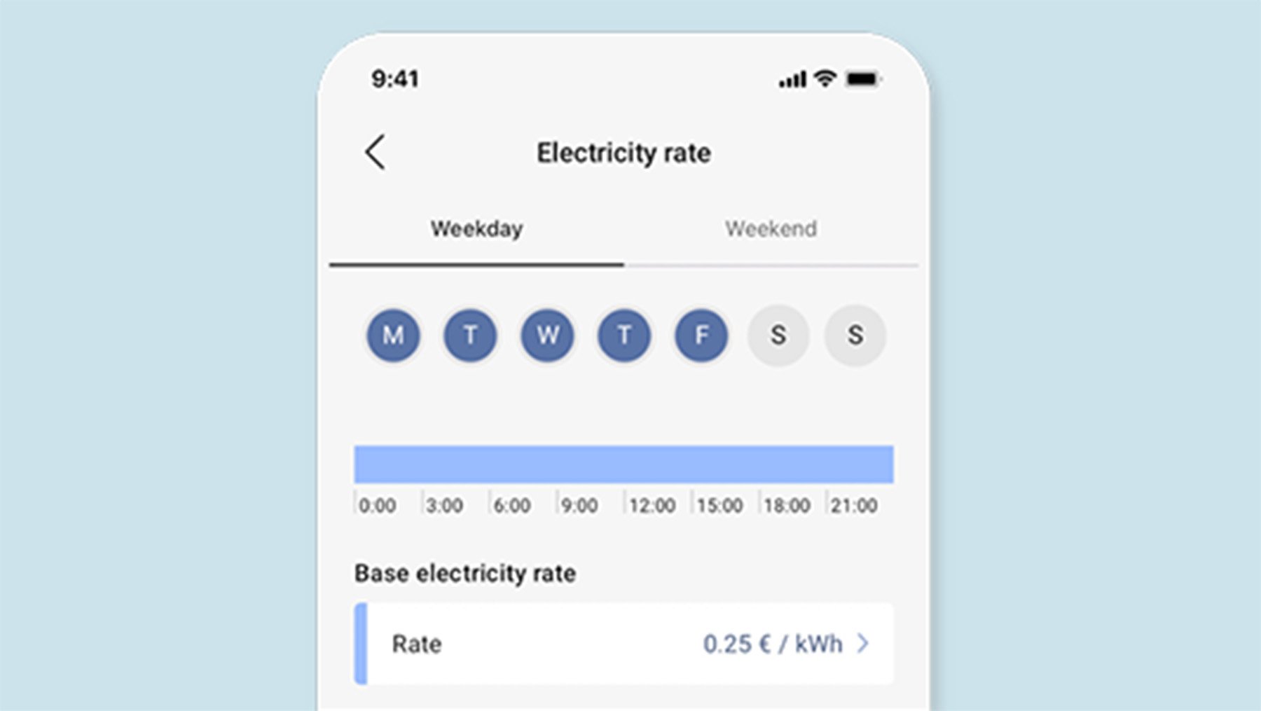 Comfort Cloud app open on phone showing electricity cost per hour