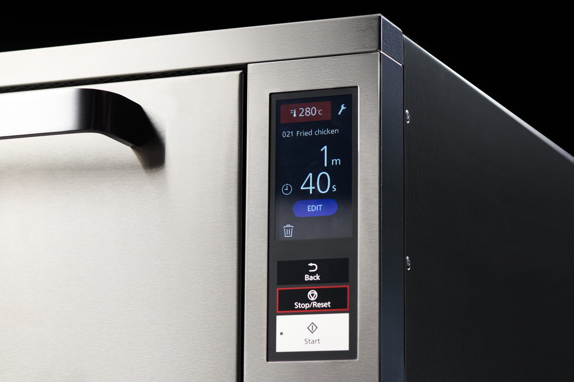 Panasonic NE-SCV3N digital menu displays recipe management screen and time settings
