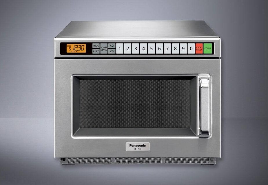 Silver Panasonic heavy duty microwave