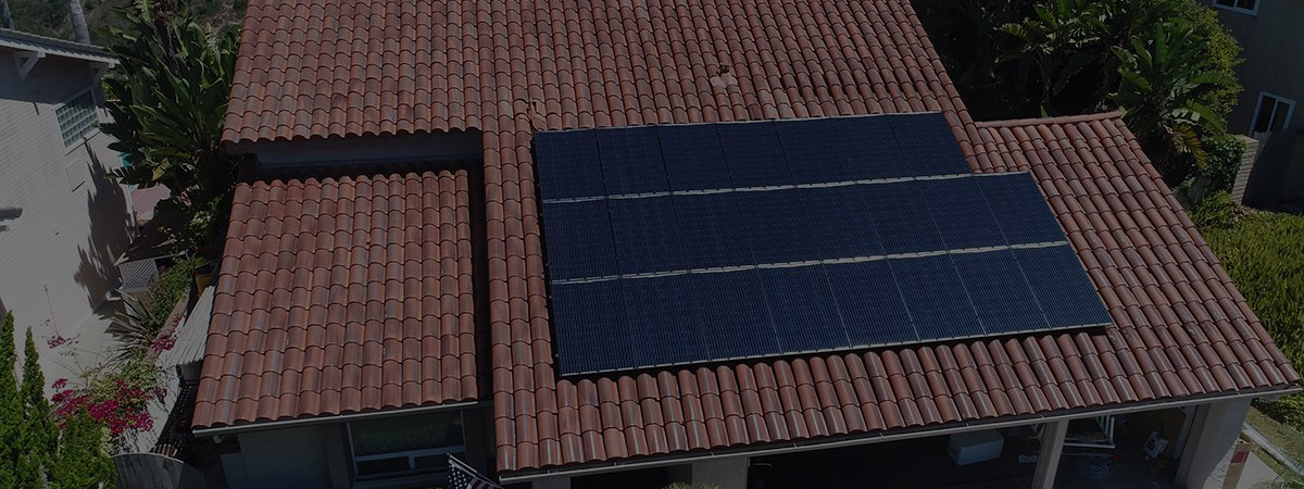 Solar panels on a house roof