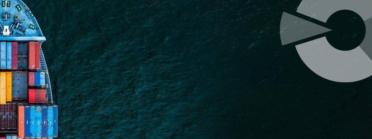 Arial shot of a shipping vessel on the ocean