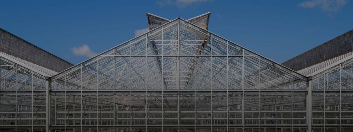The exterior of a large greenhouse