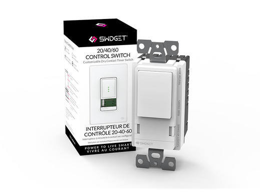 Timer switch with packaging, labeled "20/40/60 CONTROL SWITCH."