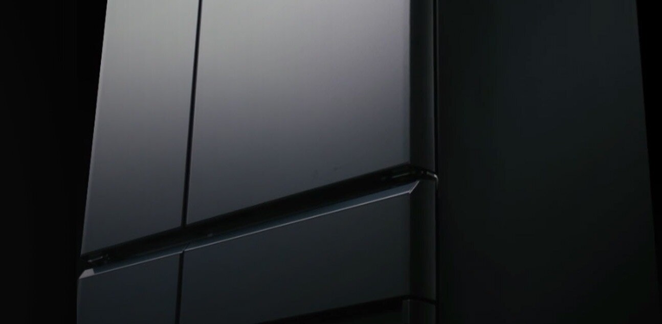 Two panel Panasonic refrigerator in black