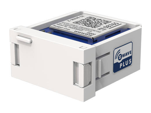 Insert de commande à ondes Z blanc et bleu avec code QR et logo.