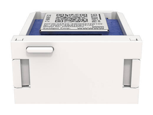 Insert de commande blanc avec un code QR sur le dessus.