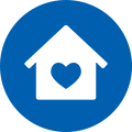 Icône d'une maison avec un coeur à l'intérieur