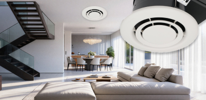 Image of living room with Panasonic ventilation fan installed in ceiling
