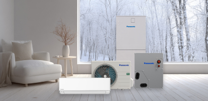 Living room with Panasonic heating and cooling products