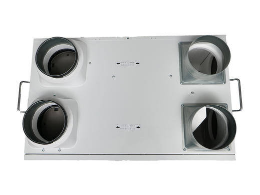 Rectangular ventilation unit with four circular ports.