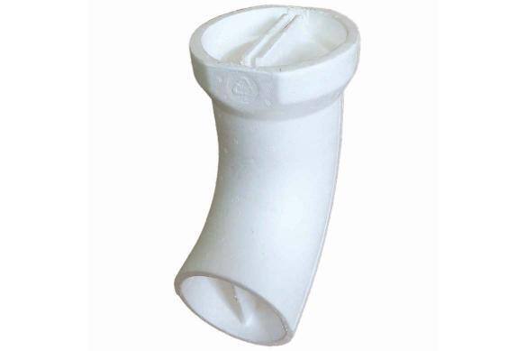 White Styrofoam elbow for ventilation system.