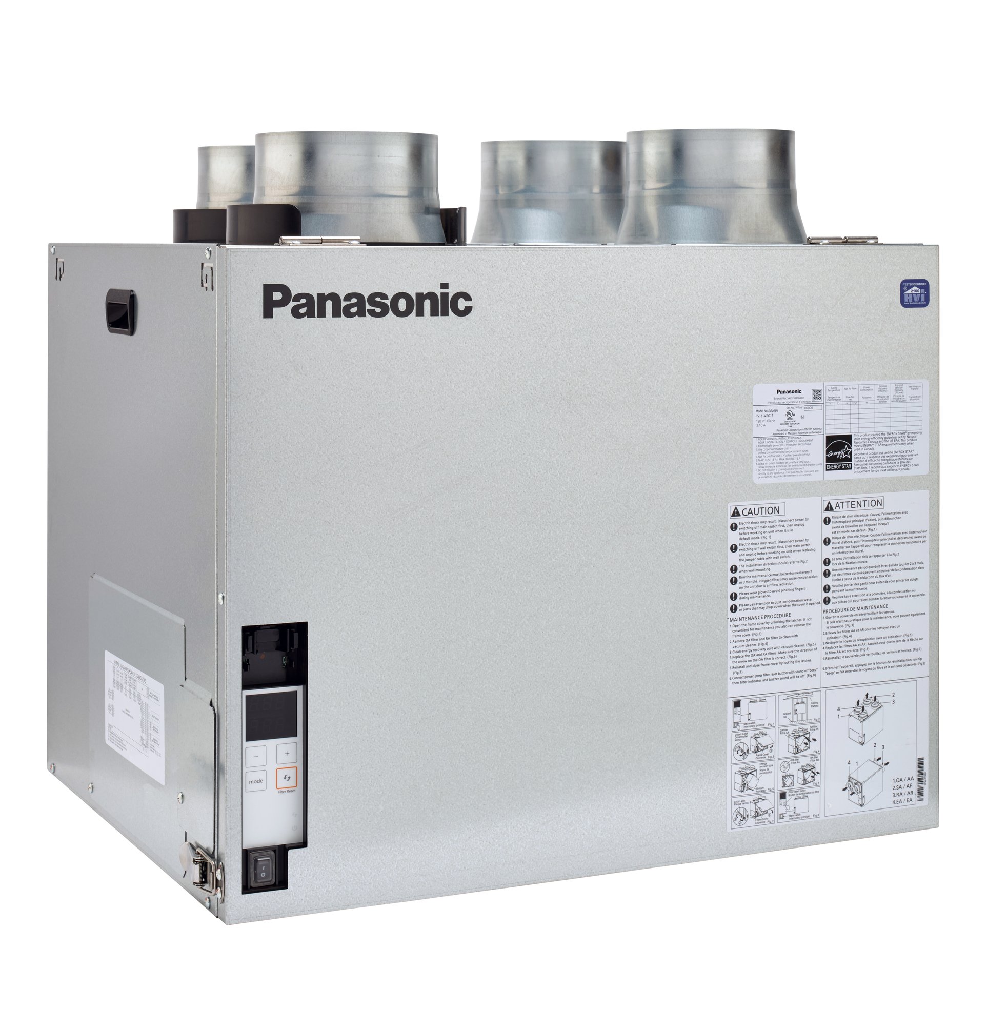 Panasonic BalancedHome 210 ERV (FV-21VEC1T) top port angle view
