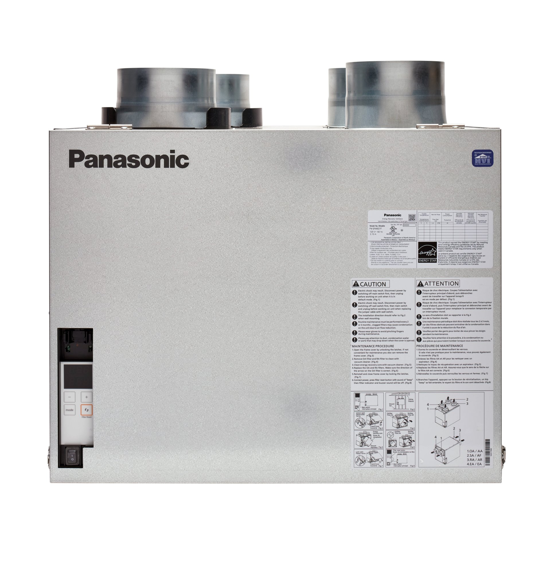 Panasonic BalancedHome 210 ERV (FV-21VEC1T) top port front view