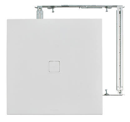 Square ventilation unit with wall-mounting brackets.