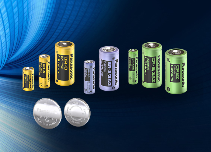 Panasonic Non-Rechargeable Lithium batteries lined up side-by-side