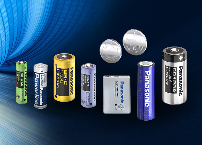 Collage of Panasonic battery products