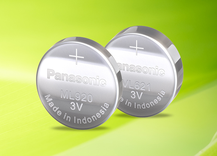 Two Panasonic Rechargeable Lithium Coins side-by-side