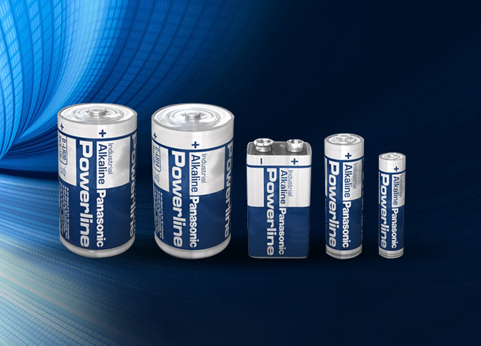 Panasonic Non-rechargeable alkaline battery products lined up side-by-side