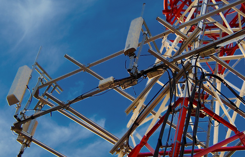 Radio tower with GPS Antennas mounted to it