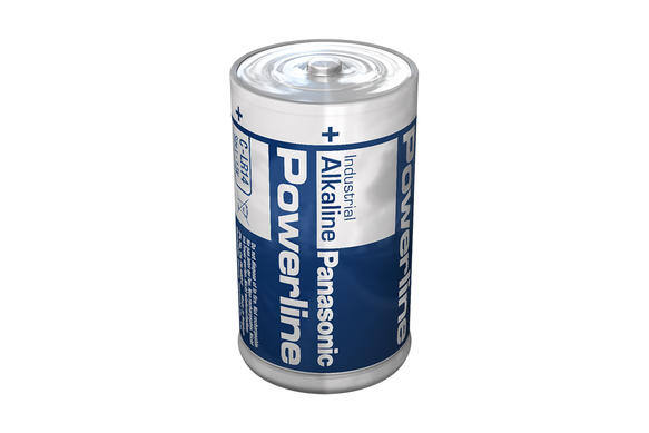 Panasonic alkaline battery on a plain background.