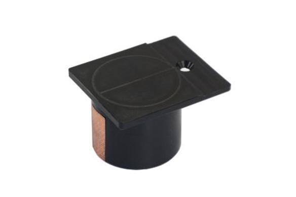 Black spare socket plug with a flat square top and cylindrical base.