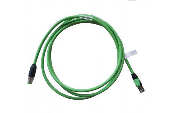 Green Ethernet cable with connectors on both ends.