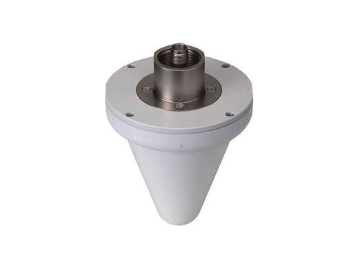 Inverted cone-shaped device with a metallic top and multiple screws.