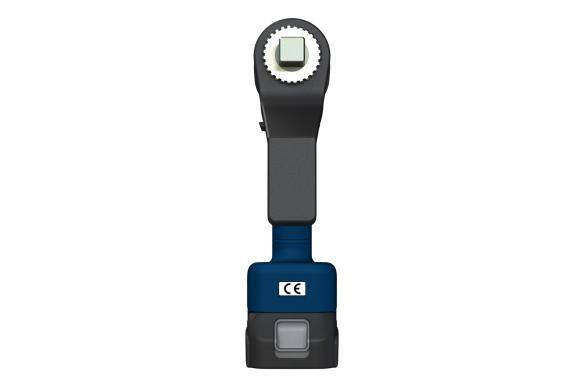 Front view of a wireless pistol screwdriver with a digital display.