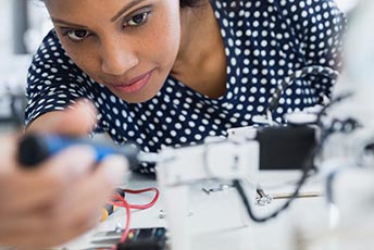 Woman working with technology