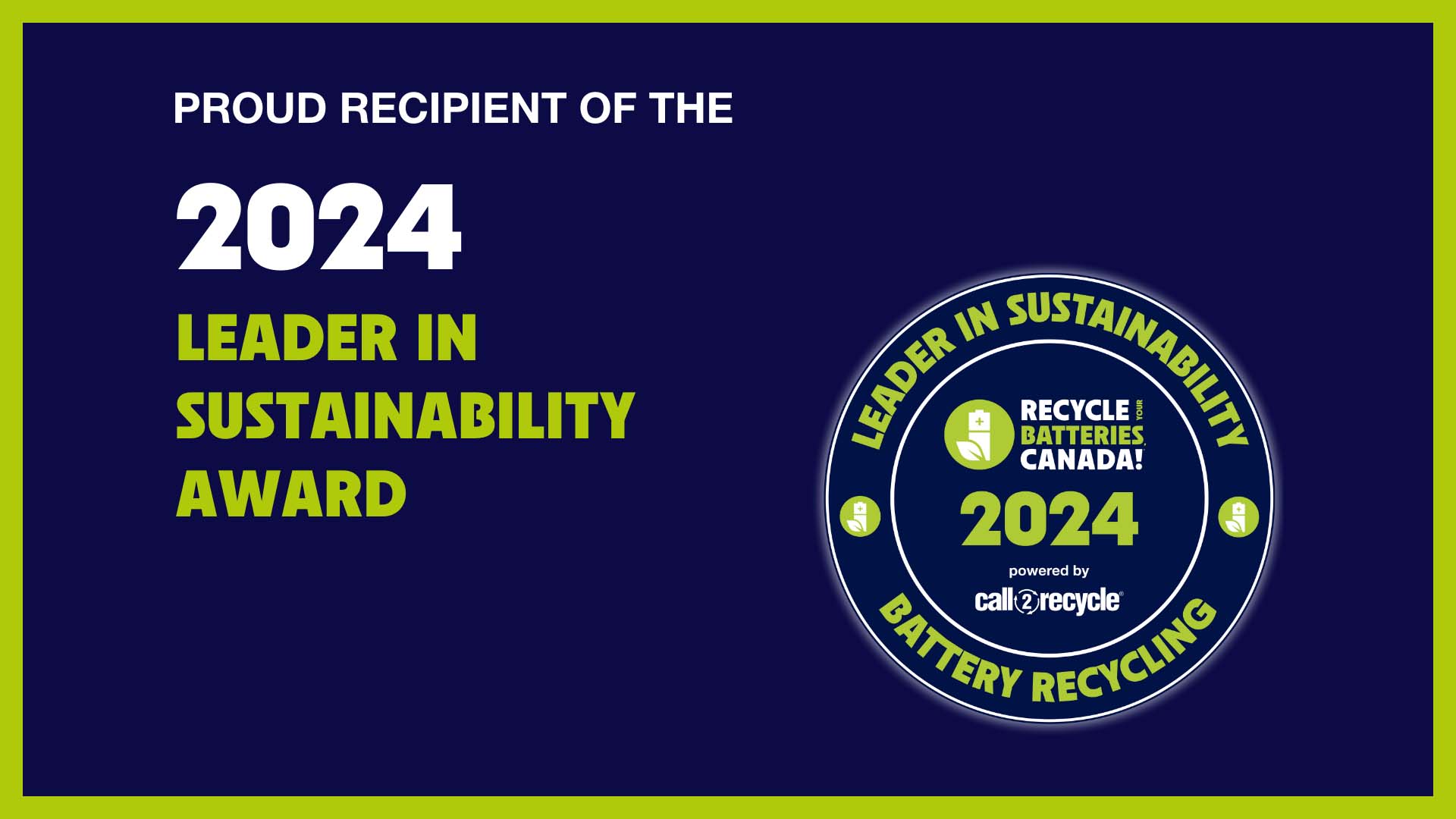 Graphic explaining that Panasonic is the proud recipient of the 2024 Leader in Sustainability Award