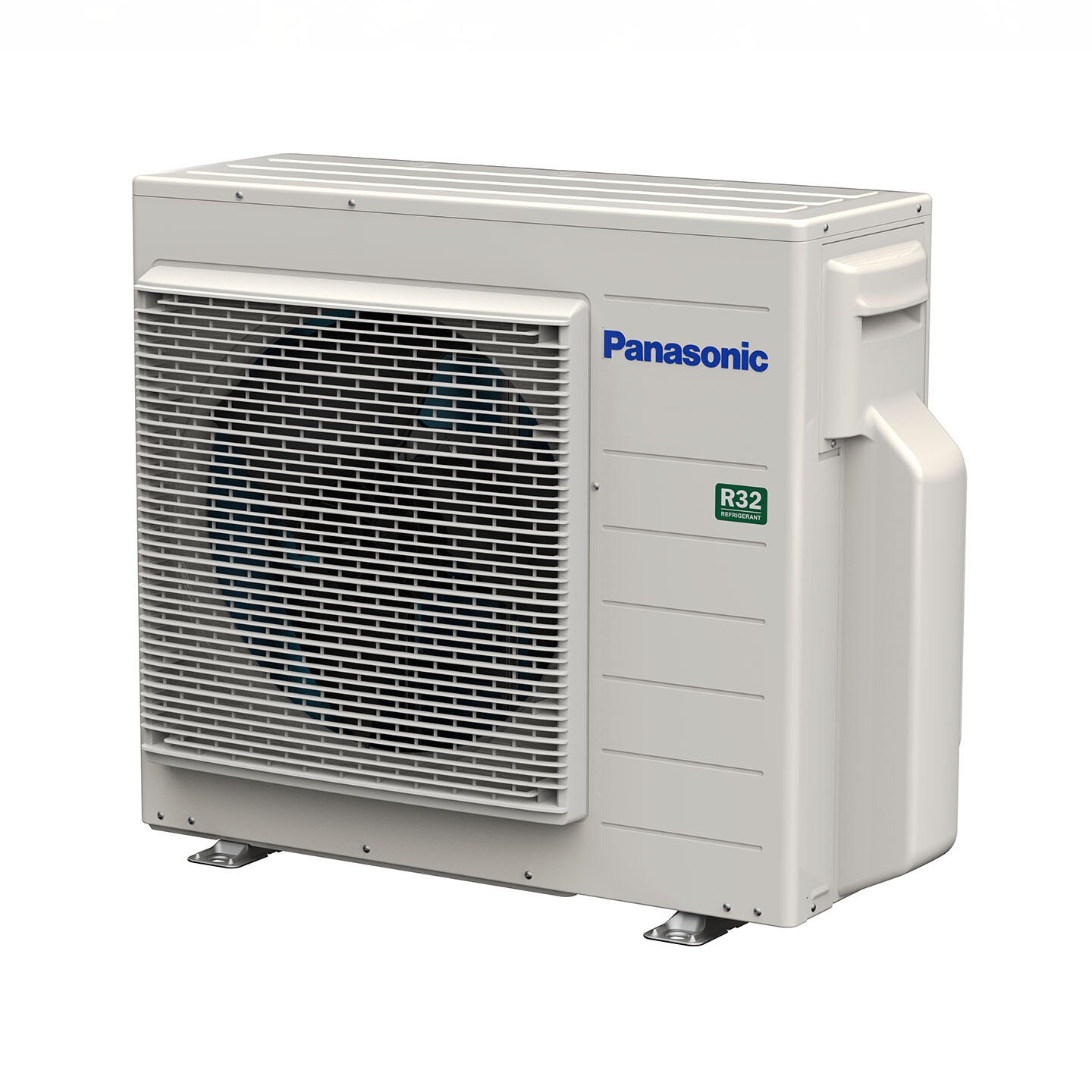 Unité de climatisation extérieure Panasonic sur fond.