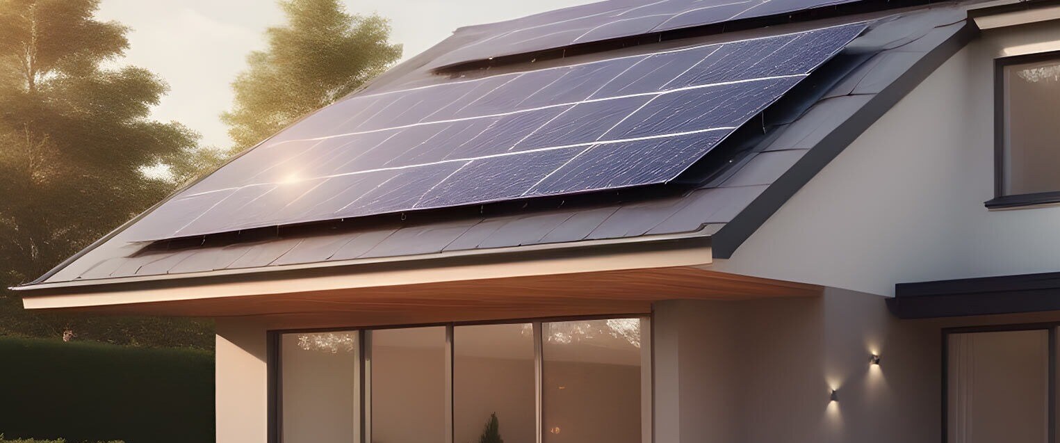 House with roof covered in solar panels