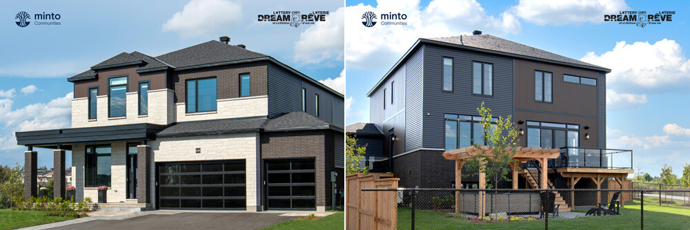 Front and back view renderings of a large hourse