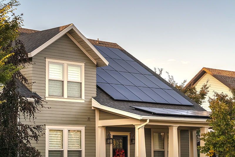 A house with solar panels on the roof