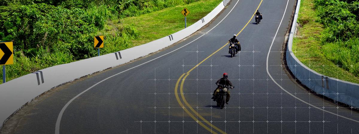 Motorcyclists riding on highway