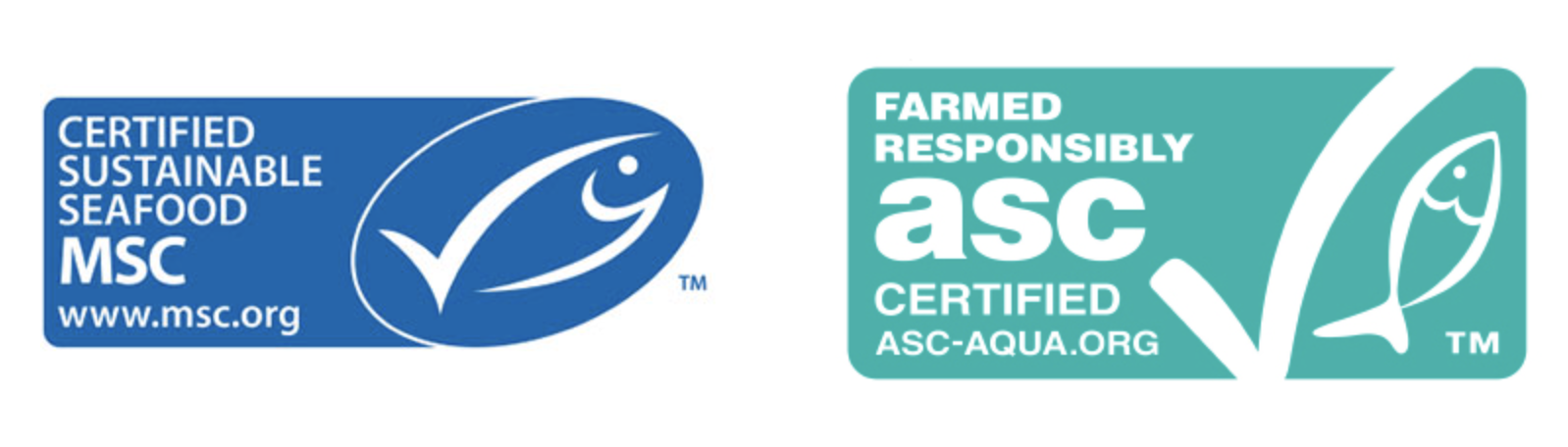 Certified sustainable seafood MSC, farmed responsibly ASC certified