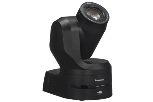 Black 4K PTZ camera with lens angled upwards.