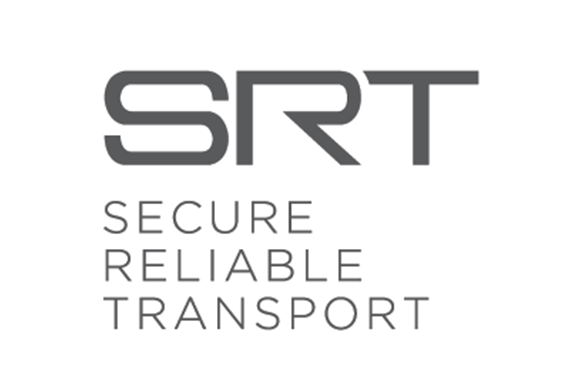 Logo of SRT, acronym for Secure Reliable Transport, in gray tones.