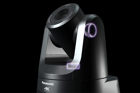 Caméra PTZ professionnelle Black Panasonic 4K avec technologie NDI.