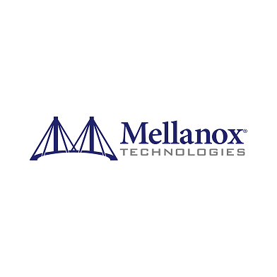 Logo Mellanox Technologies avec une conception de pont stylisée au-dessus du texte.