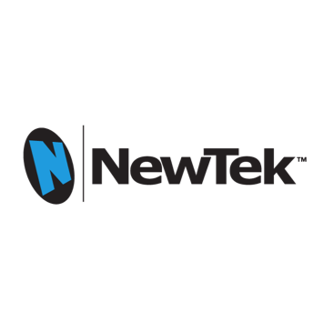 Logo newtek avec bleu stylisé 'n' sur un fond vert.