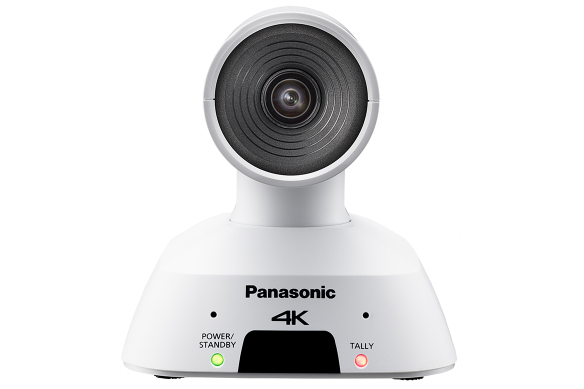 White Panasonic 4K PTZ camera facing forward.
