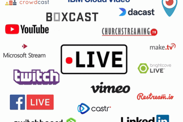Collage of various streaming service logos.