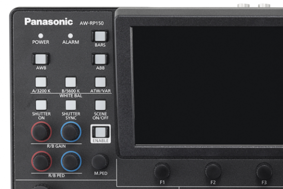 Contrôleur de caméra à distance Panasonic avec écran tactile et boutons.